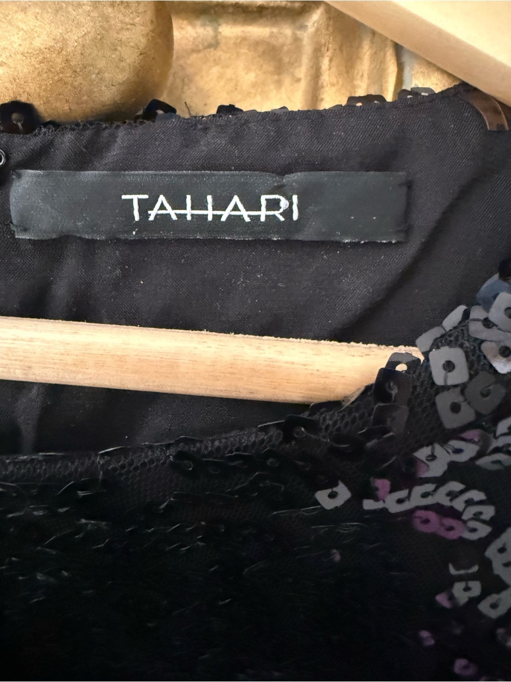 Tahari Black Sequin Sleeveless Shift Midi Dress Special Occasion Cocktail - Picture 6 of 8